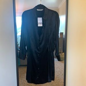 Zara Black Satin Dress